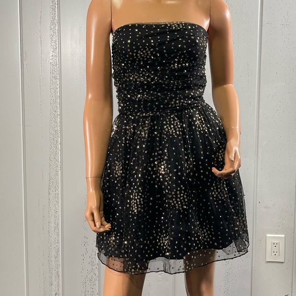 *Motel Women's Black & Gold Glitter Dot Strapless Mini nDress Sz S - Picture 13 of 13
